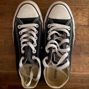 black and white converse:
-worn a little bit but arent so dirty
-are almost new